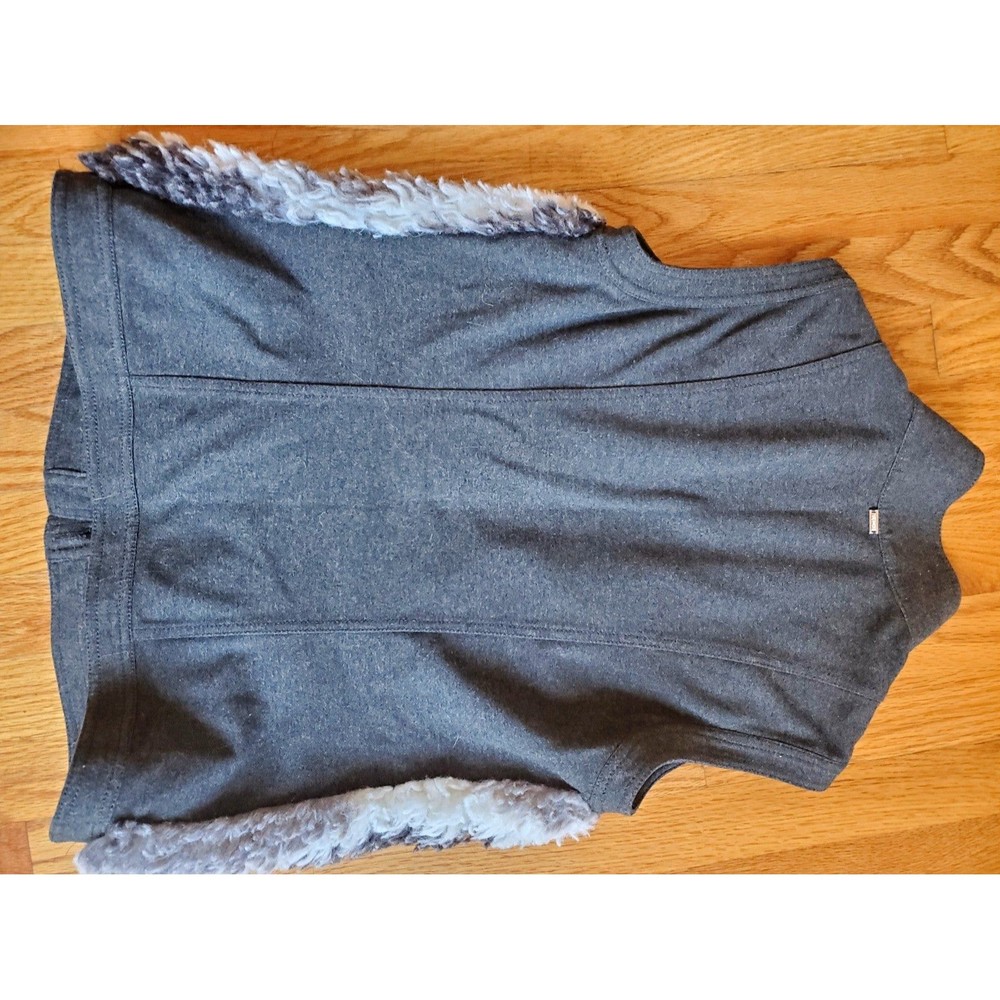 Faux Front Fur Vest St John Size P Gray Button Down - Picture 6 of 7
